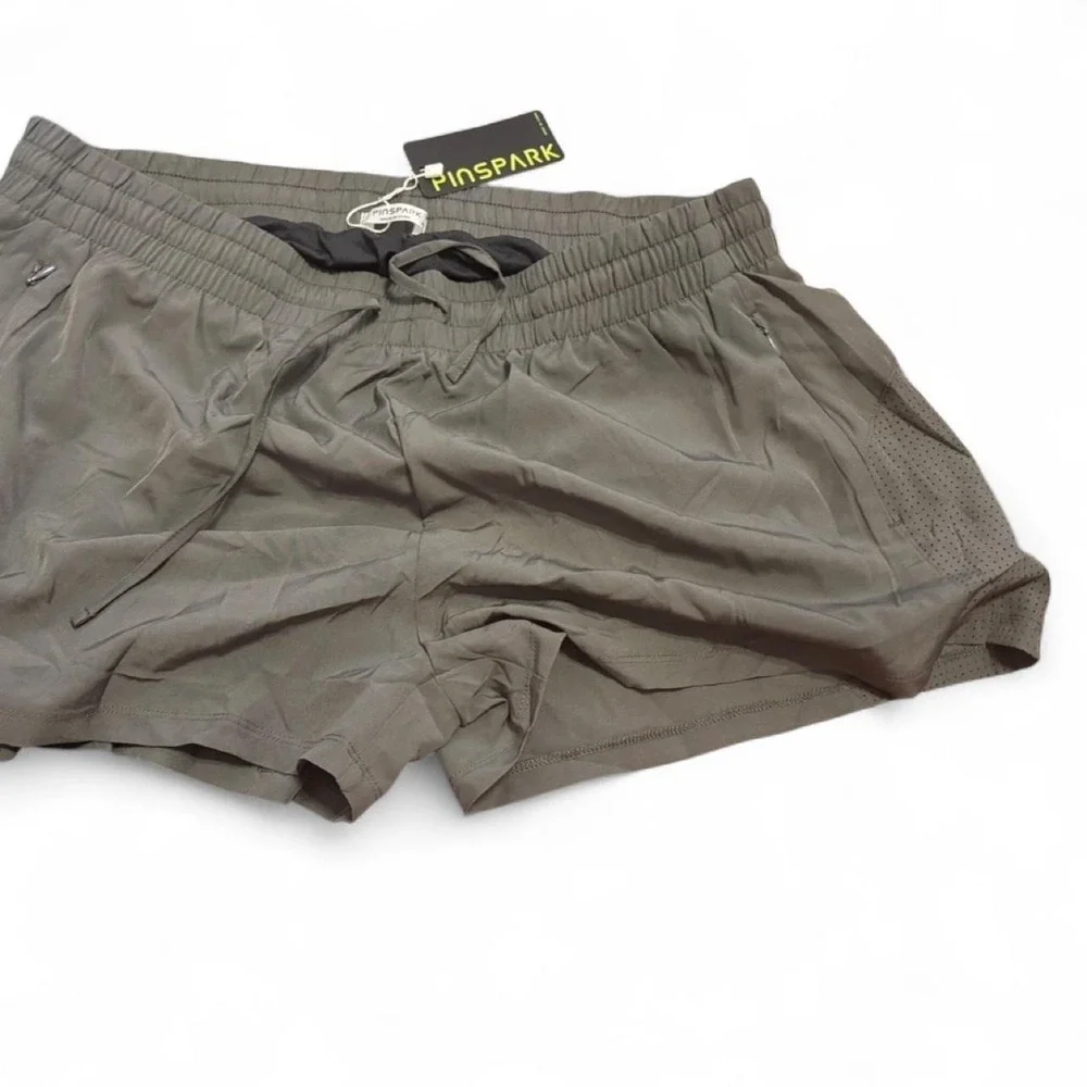 Pinspark athletic running shorts in a versatile khaki/olive color Size XXL